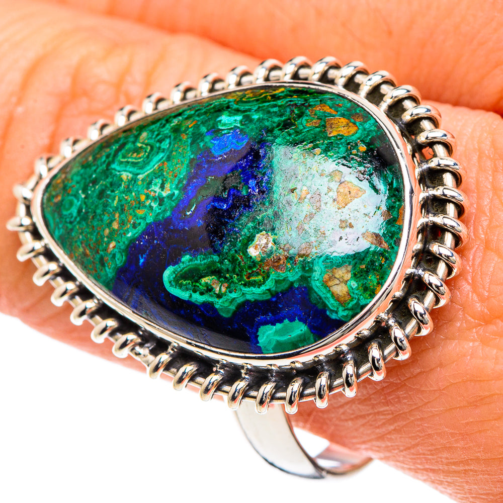 Azurite Malachite Rings handcrafted by Ana Silver Co - RING88408