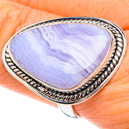 Blue Lace Agate Rings handcrafted by Ana Silver Co - RING88434