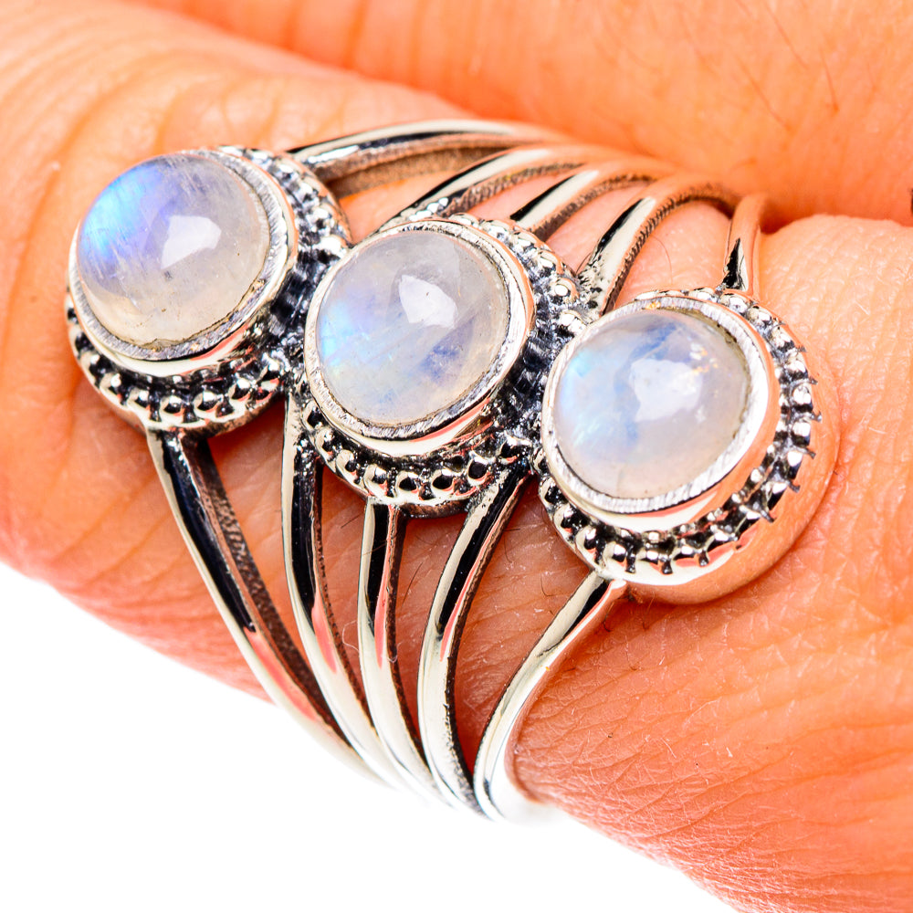 Rainbow Moonstone Rings handcrafted by Ana Silver Co - RING88463