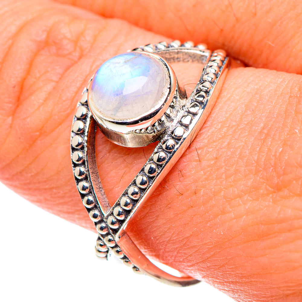 Rainbow Moonstone Rings handcrafted by Ana Silver Co - RING88490