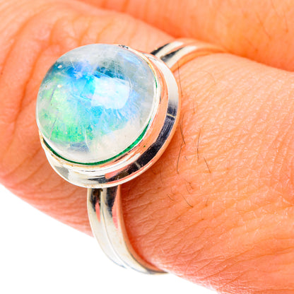 Rainbow Moonstone Rings handcrafted by Ana Silver Co - RING88502