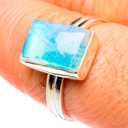 Rainbow Moonstone Rings handcrafted by Ana Silver Co - RING88525