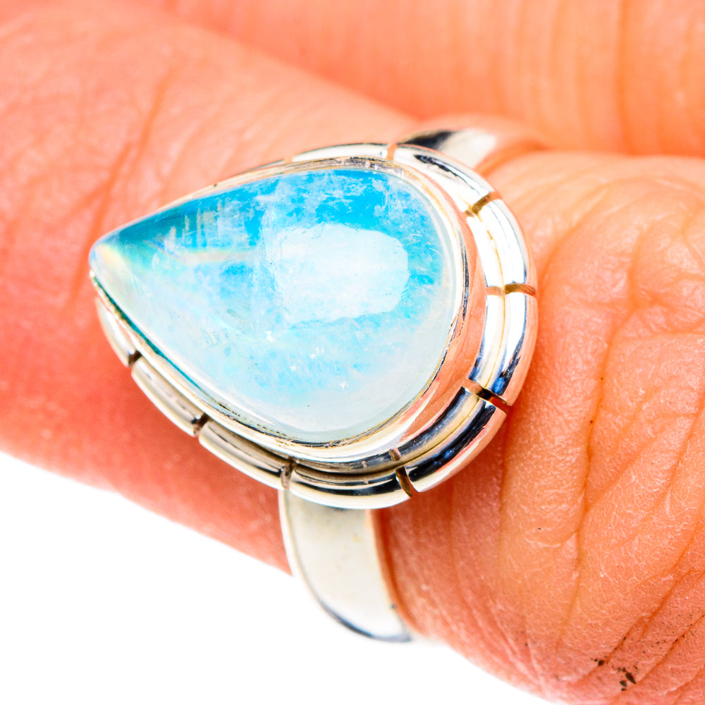 Rainbow Moonstone Rings handcrafted by Ana Silver Co - RING88528