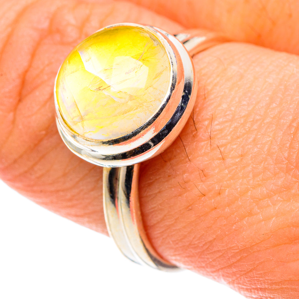 Yellow Moonstone Rings handcrafted by Ana Silver Co - RING88545