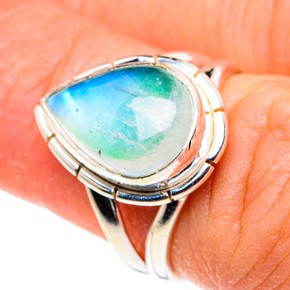 Rainbow Moonstone Rings handcrafted by Ana Silver Co - RING88552