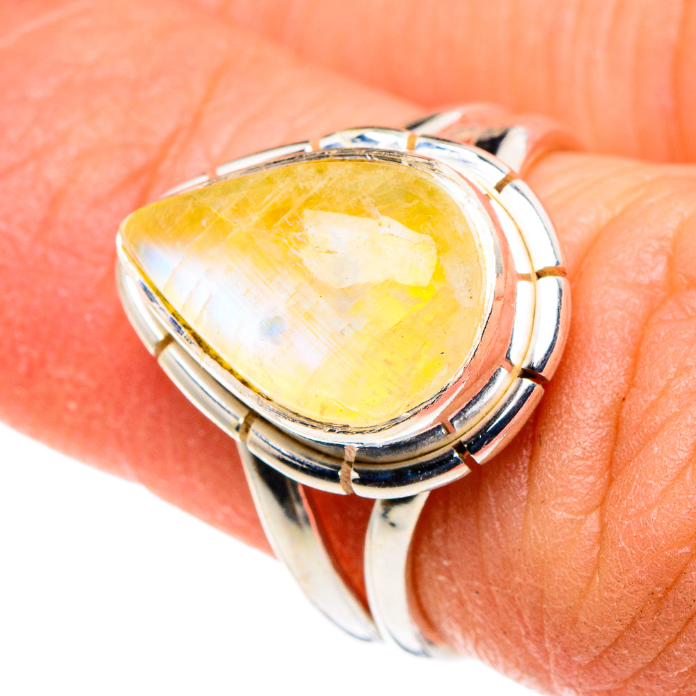 Yellow Moonstone Rings handcrafted by Ana Silver Co - RING88568