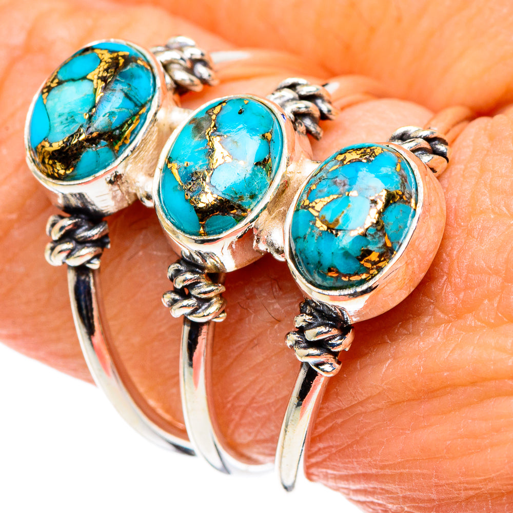 Blue Copper Composite Turquoise Rings handcrafted by Ana Silver Co - RING88591