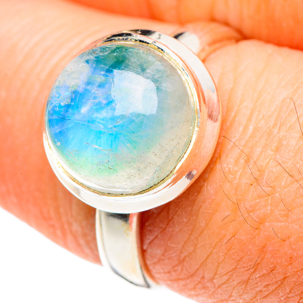 Rainbow Moonstone Rings handcrafted by Ana Silver Co - RING88596