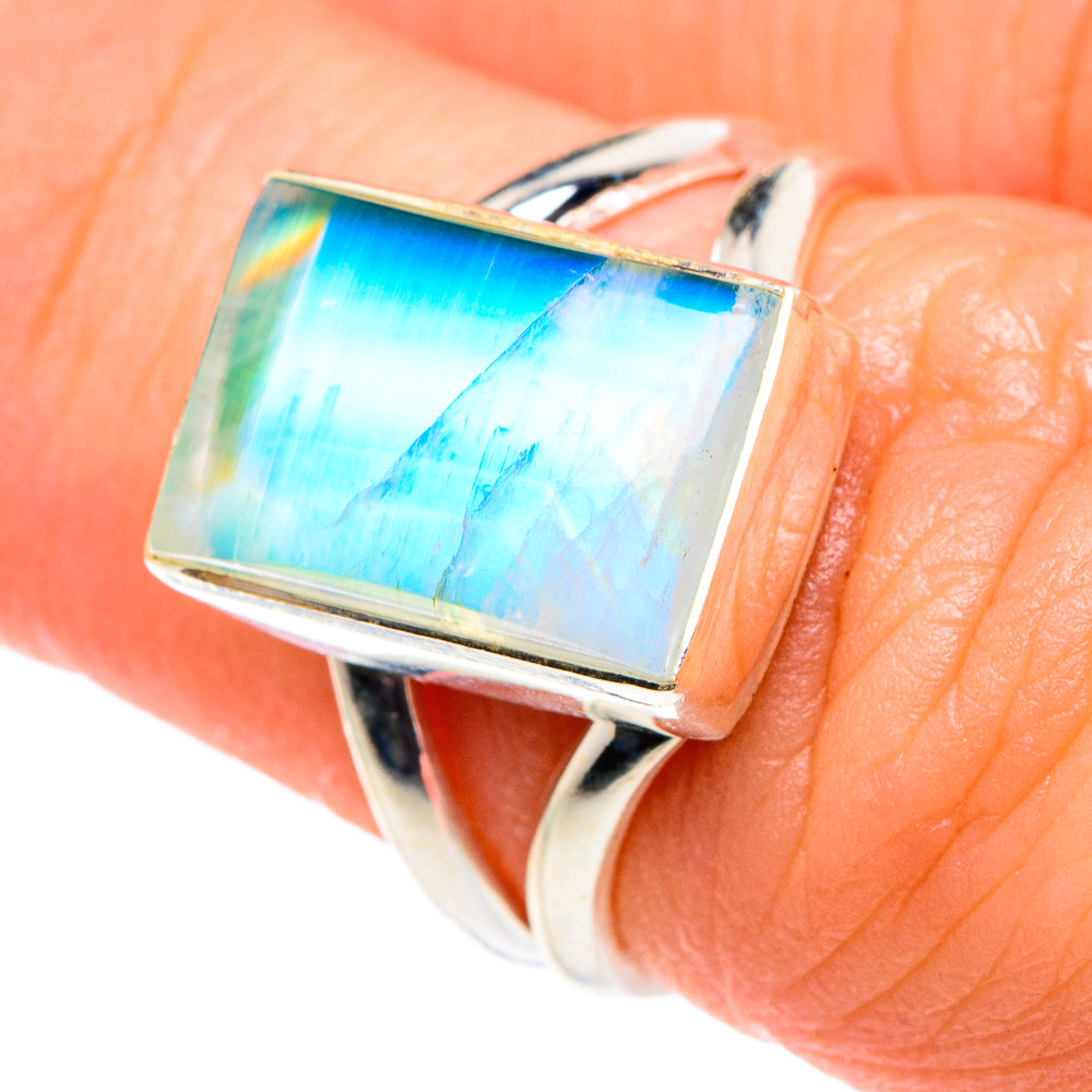 Rainbow Moonstone Rings handcrafted by Ana Silver Co - RING88615