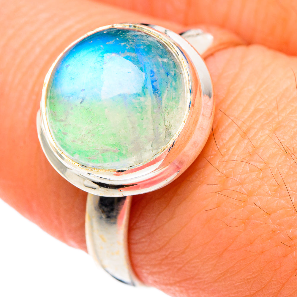 Rainbow Moonstone Rings handcrafted by Ana Silver Co - RING88616