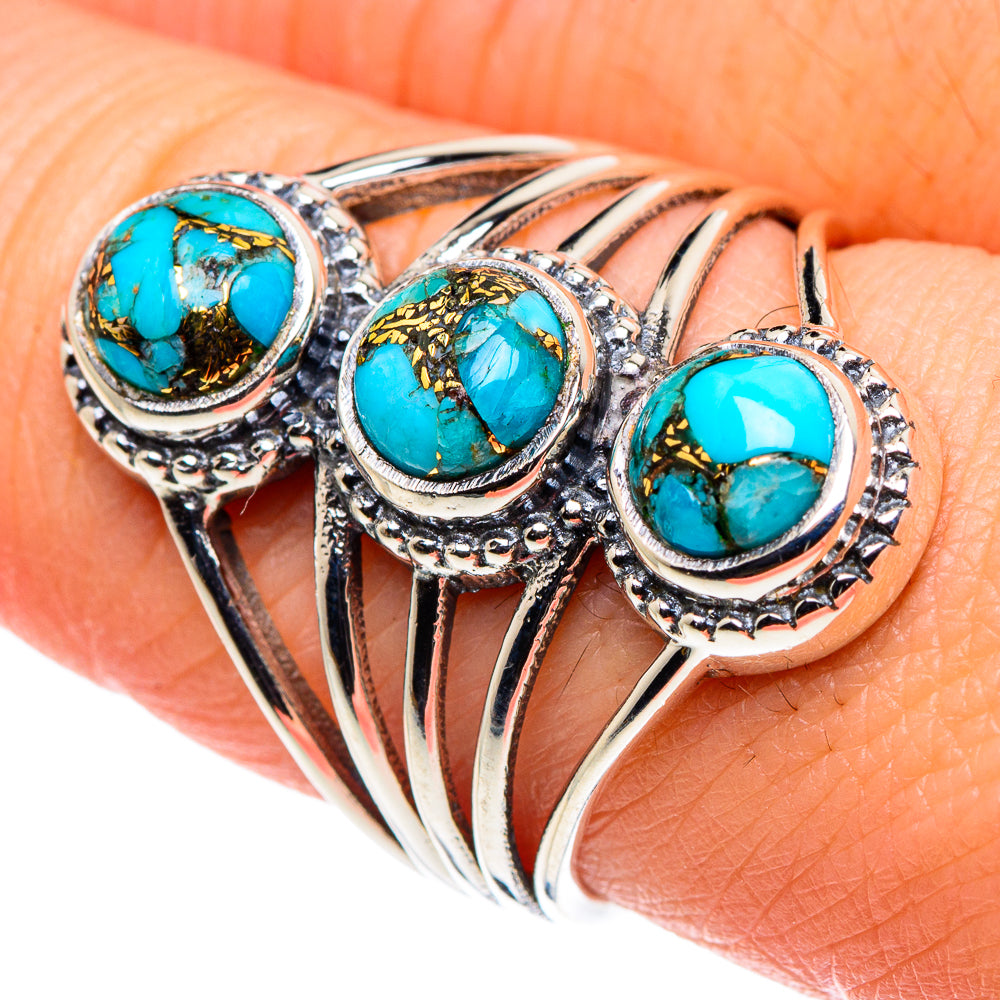 Blue Copper Composite Turquoise Rings handcrafted by Ana Silver Co - RING88626