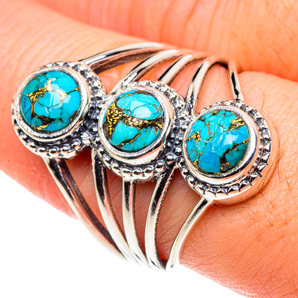 Blue Copper Composite Turquoise Rings handcrafted by Ana Silver Co - RING88643