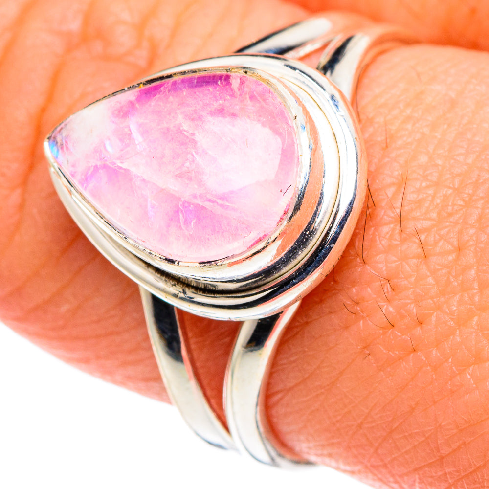 Pink Moonstone Rings handcrafted by Ana Silver Co - RING88651