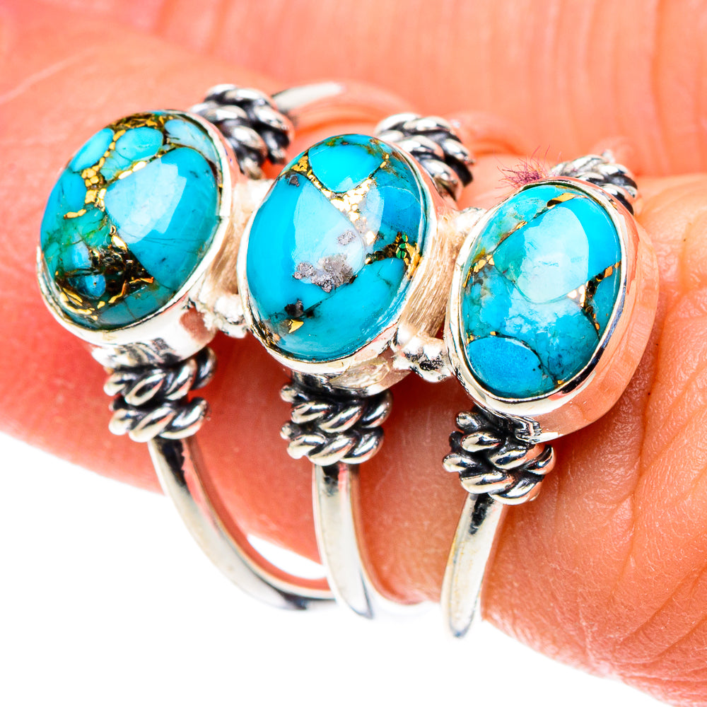 Blue Copper Composite Turquoise Rings handcrafted by Ana Silver Co - RING88657