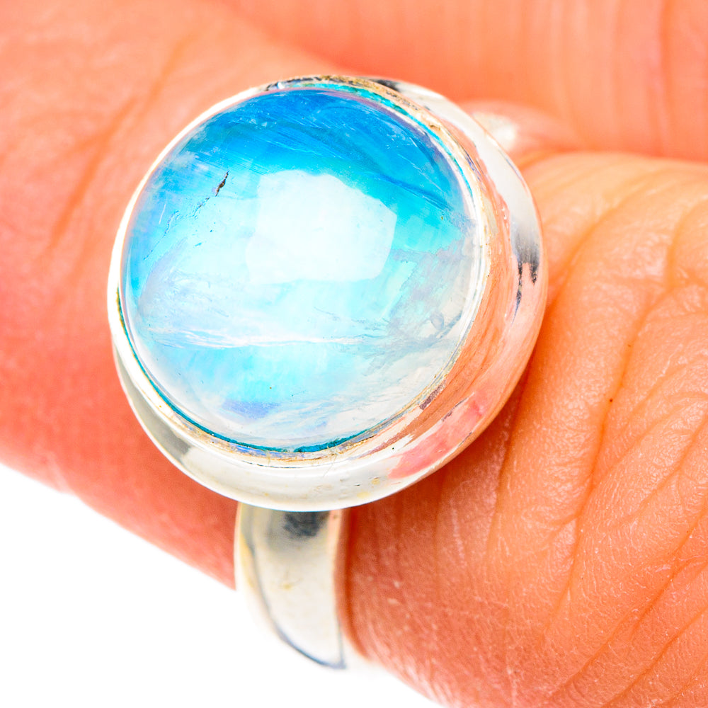 Rainbow Moonstone Rings handcrafted by Ana Silver Co - RING88677