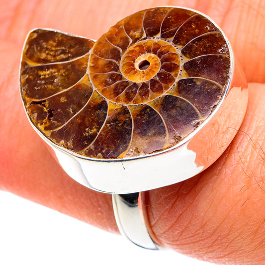 Ammonite Fossil Rings handcrafted by Ana Silver Co - RING88703