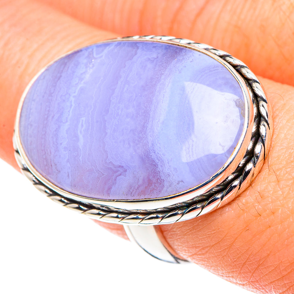 Blue Lace Agate Rings handcrafted by Ana Silver Co - RING88716