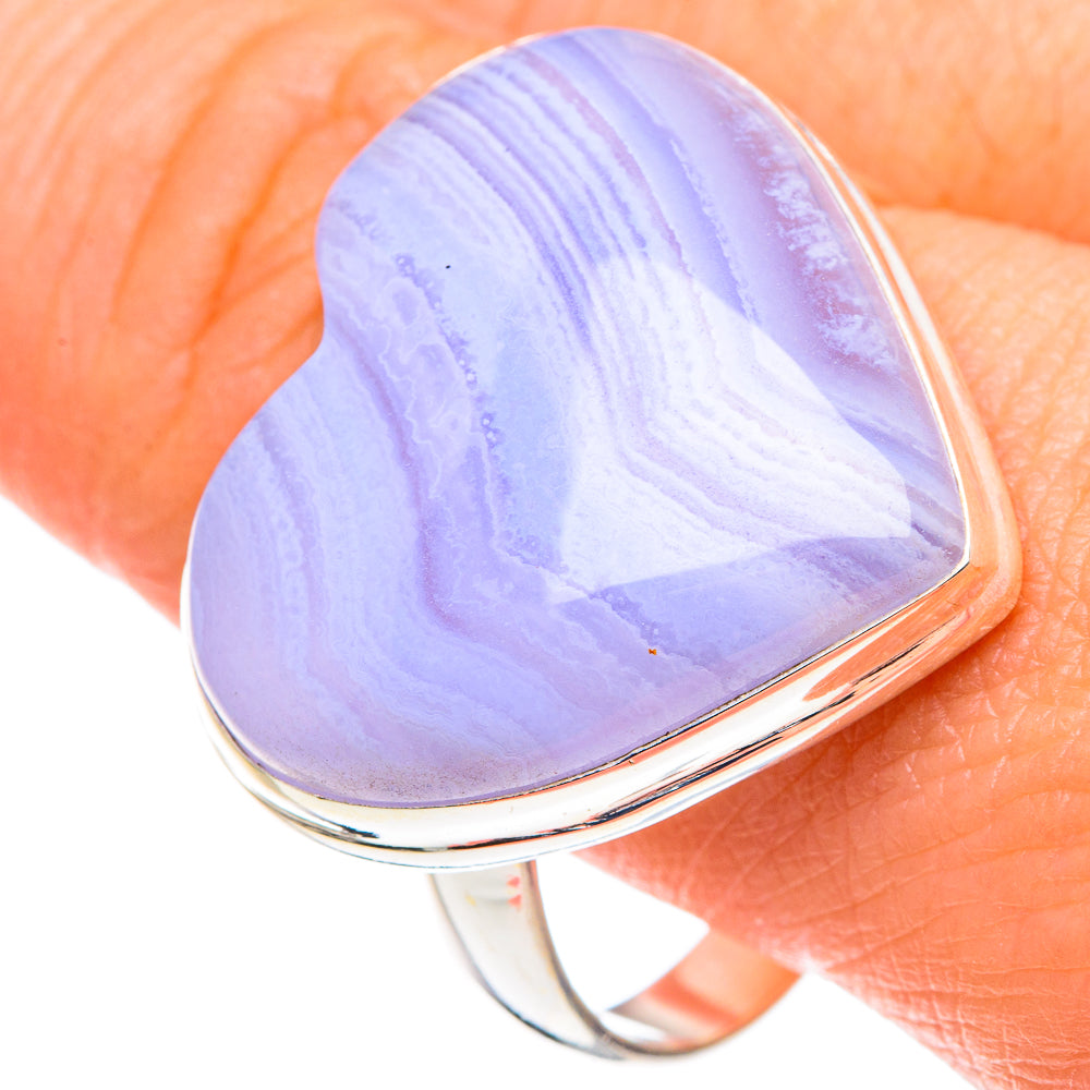 Blue Lace Agate Rings handcrafted by Ana Silver Co - RING88717