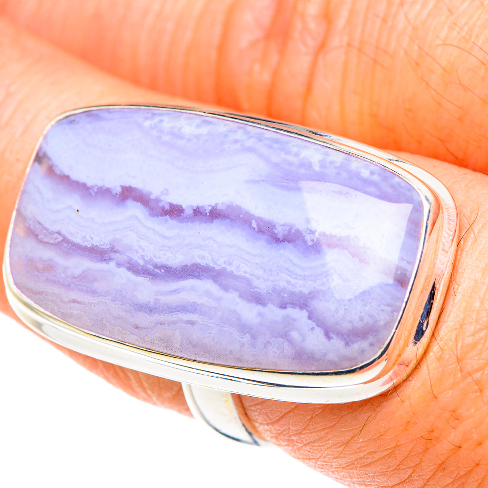 Blue Lace Agate Rings handcrafted by Ana Silver Co - RING88744