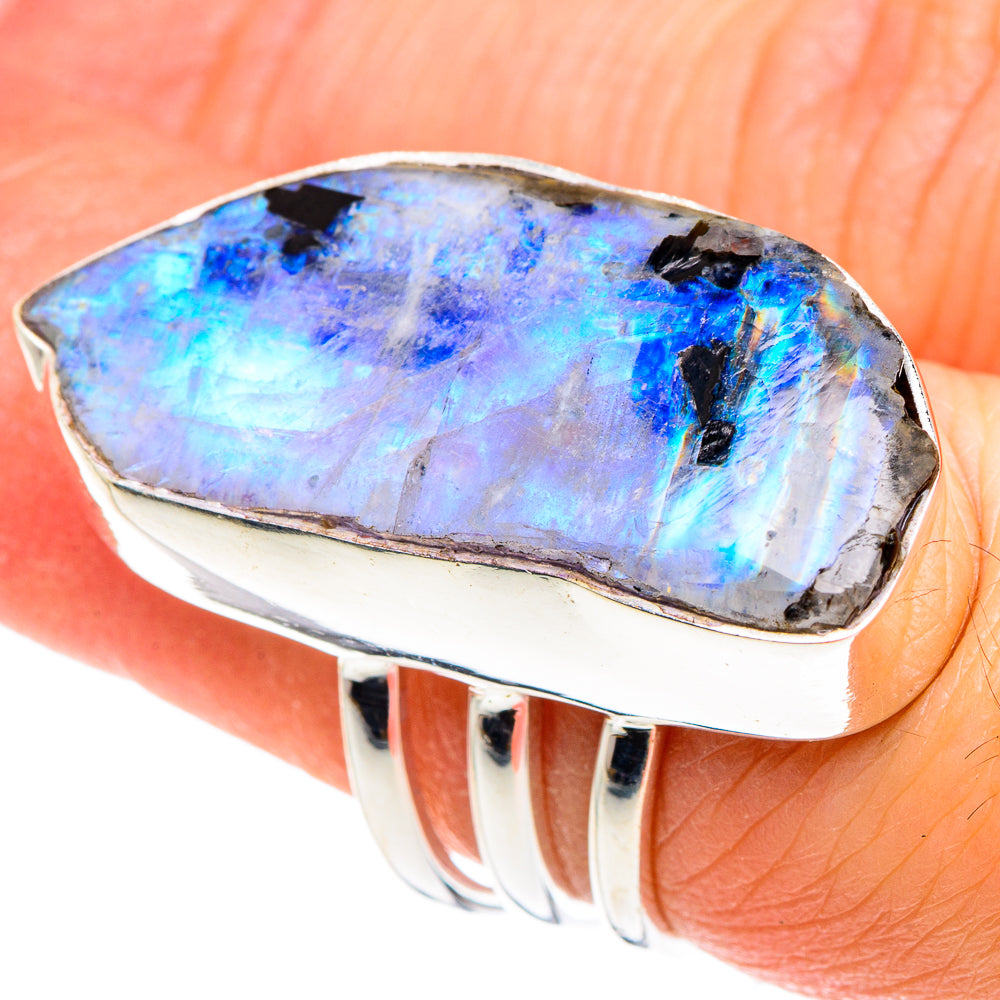 Rainbow Moonstone Rings handcrafted by Ana Silver Co - RING88745