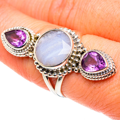 Blue Lace Agate Rings handcrafted by Ana Silver Co - RING88747