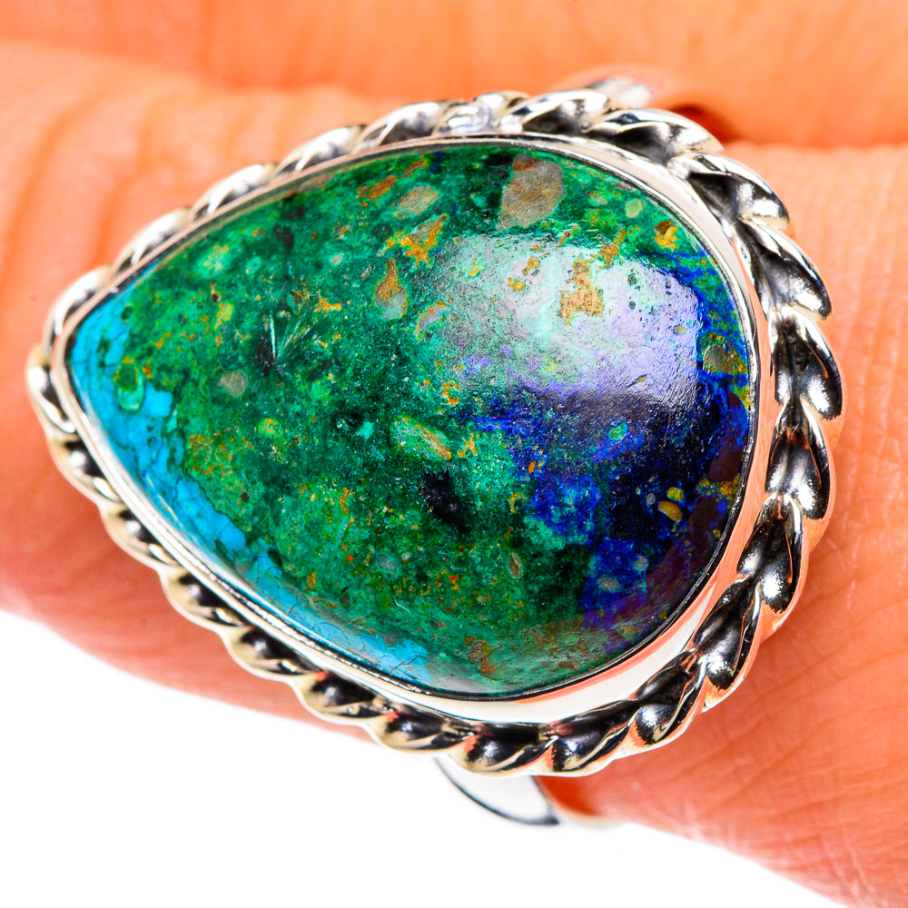 Azurite Malachite Rings handcrafted by Ana Silver Co - RING88749
