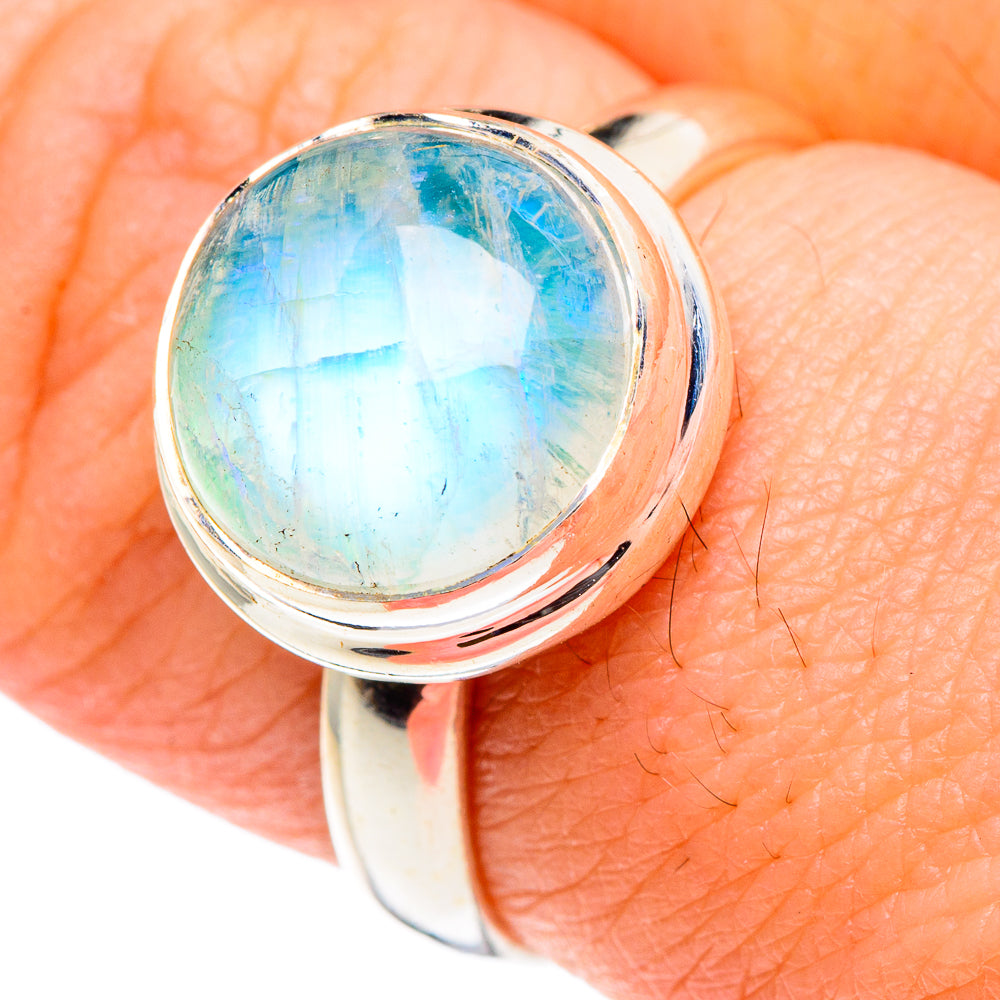 Rainbow Moonstone Rings handcrafted by Ana Silver Co - RING88765