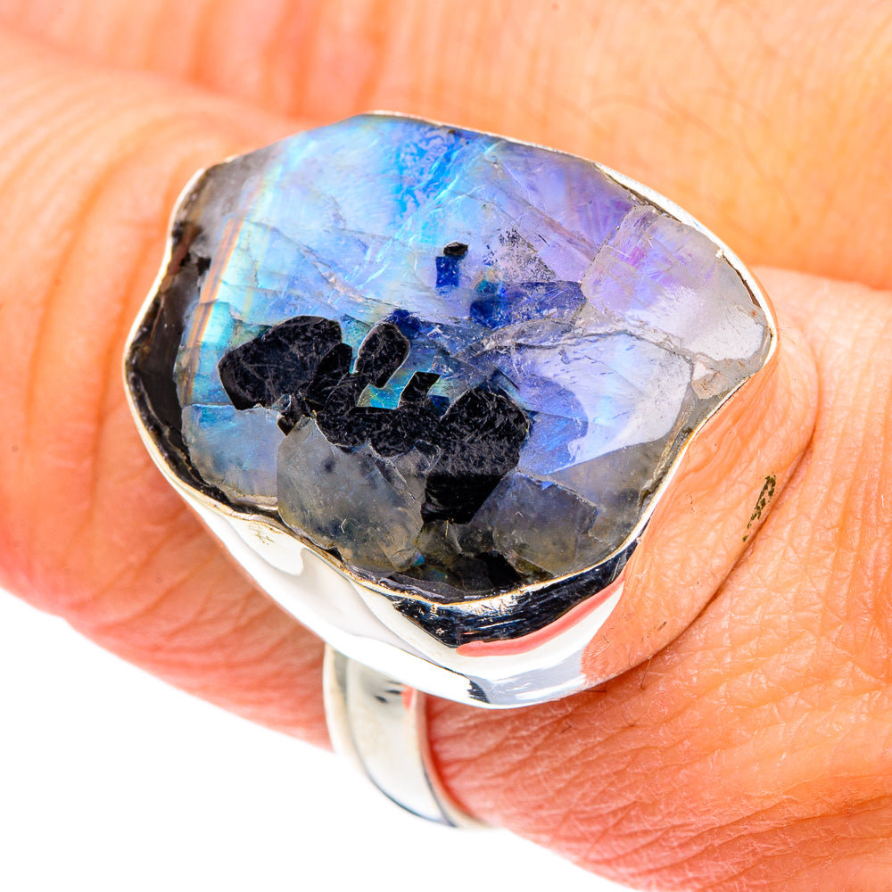 Rainbow Moonstone Rings handcrafted by Ana Silver Co - RING88778