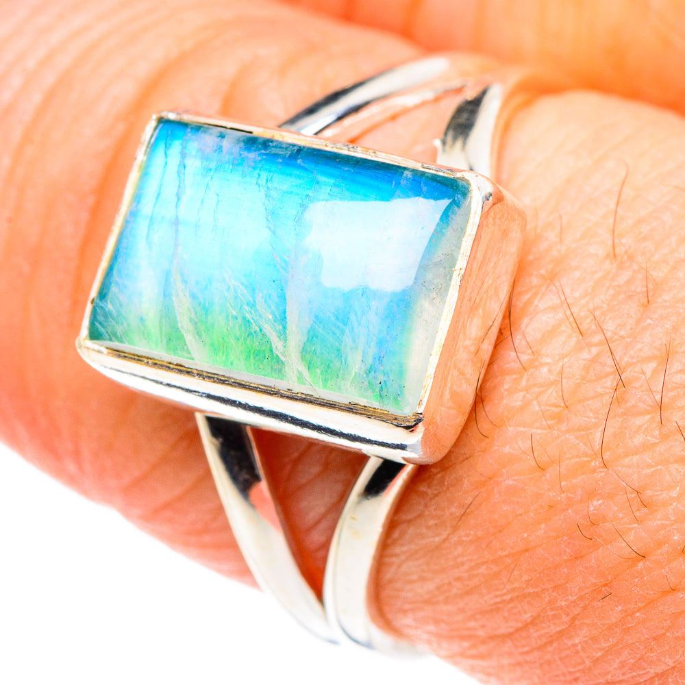Green Moonstone Rings handcrafted by Ana Silver Co - RING88797
