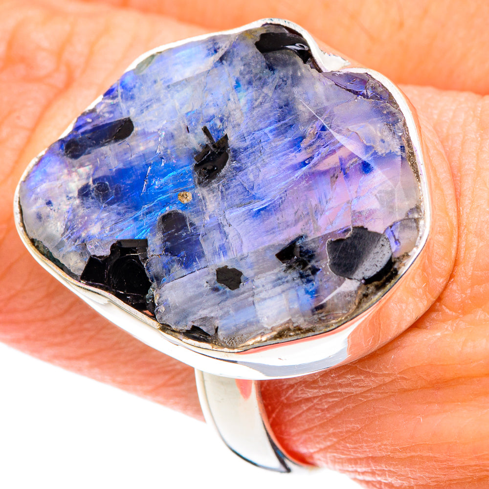 Rainbow Moonstone Rings handcrafted by Ana Silver Co - RING88812