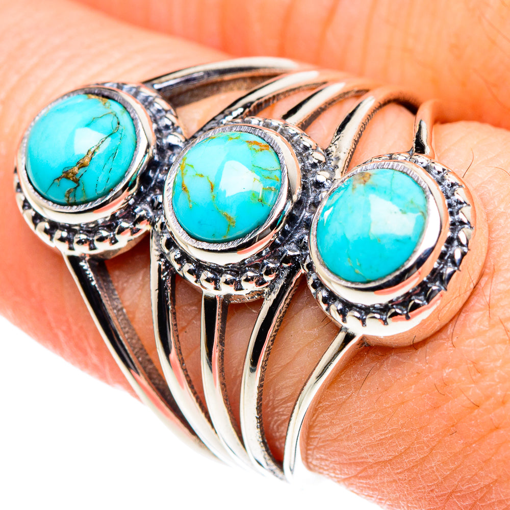 Blue Copper Composite Turquoise Rings handcrafted by Ana Silver Co - RING88825