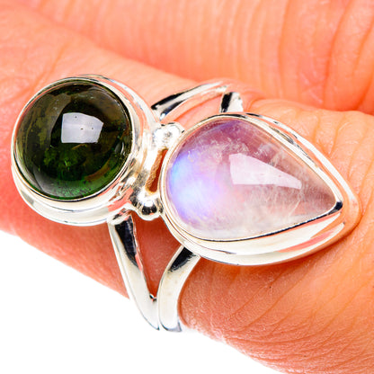 Rainbow Moonstone Rings handcrafted by Ana Silver Co - RING88831