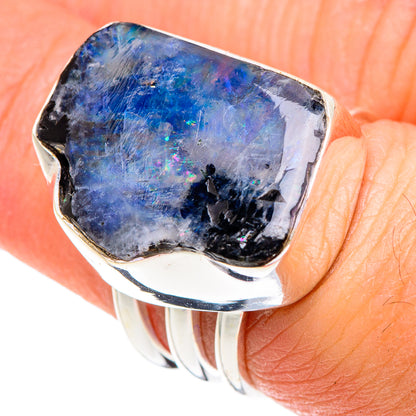 Rainbow Moonstone Rings handcrafted by Ana Silver Co - RING88848
