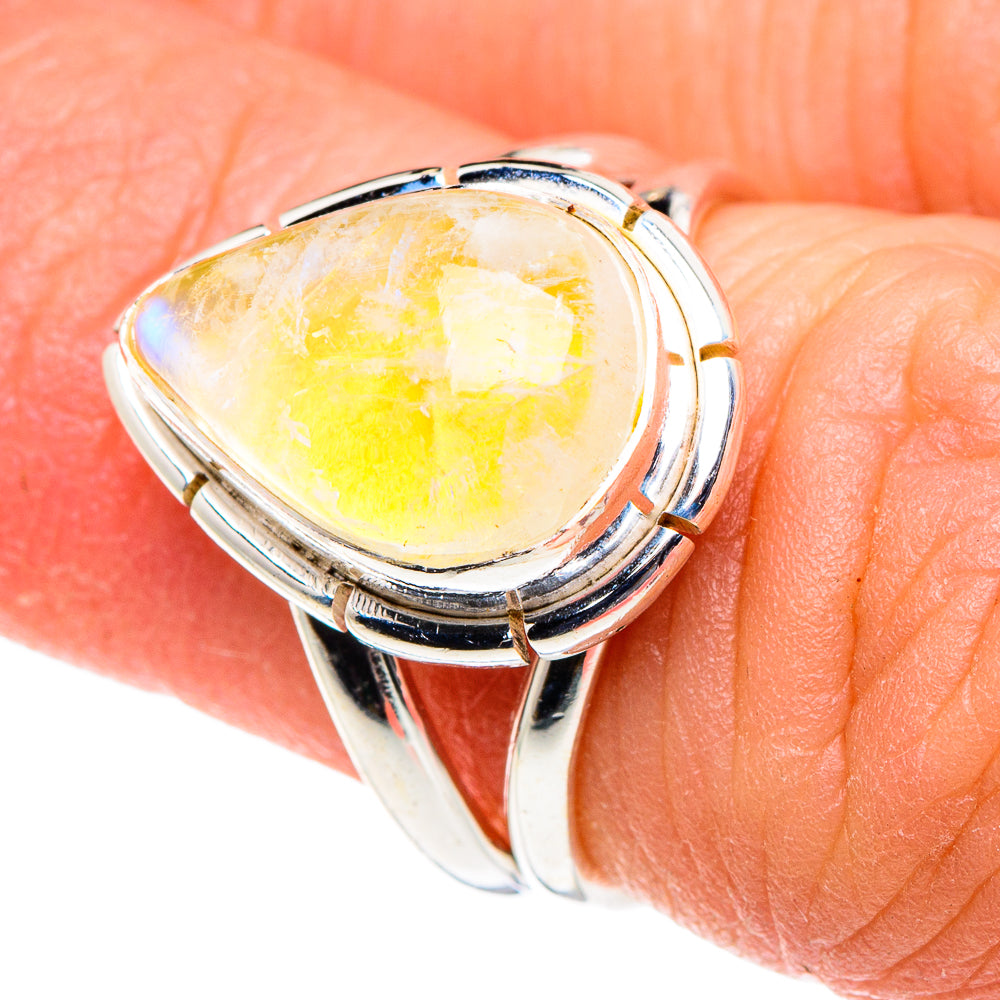 Yellow Moonstone Rings handcrafted by Ana Silver Co - RING88852