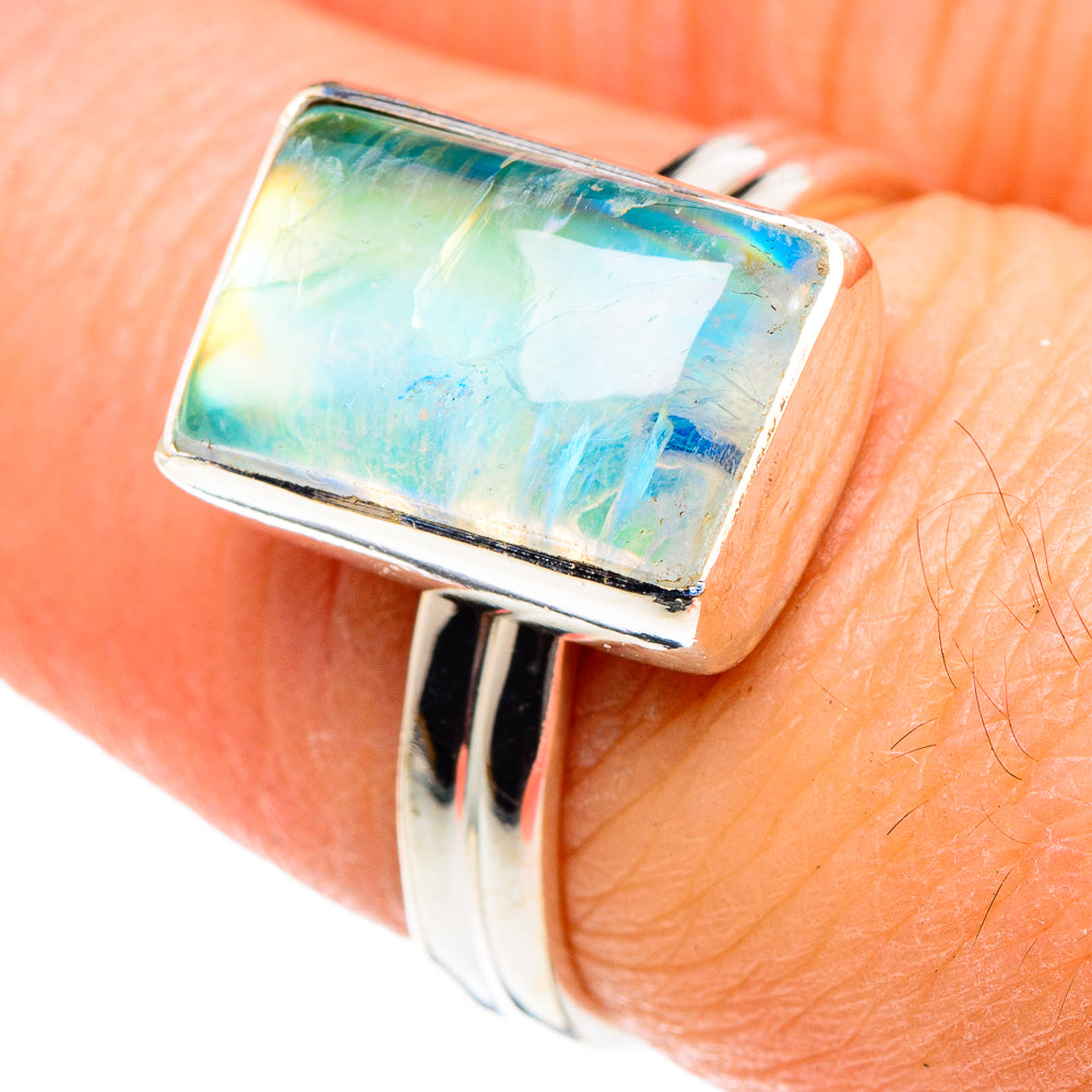 Green Moonstone Rings handcrafted by Ana Silver Co - RING88864