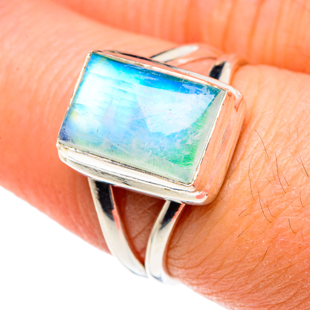 Green Moonstone Rings handcrafted by Ana Silver Co - RING88893