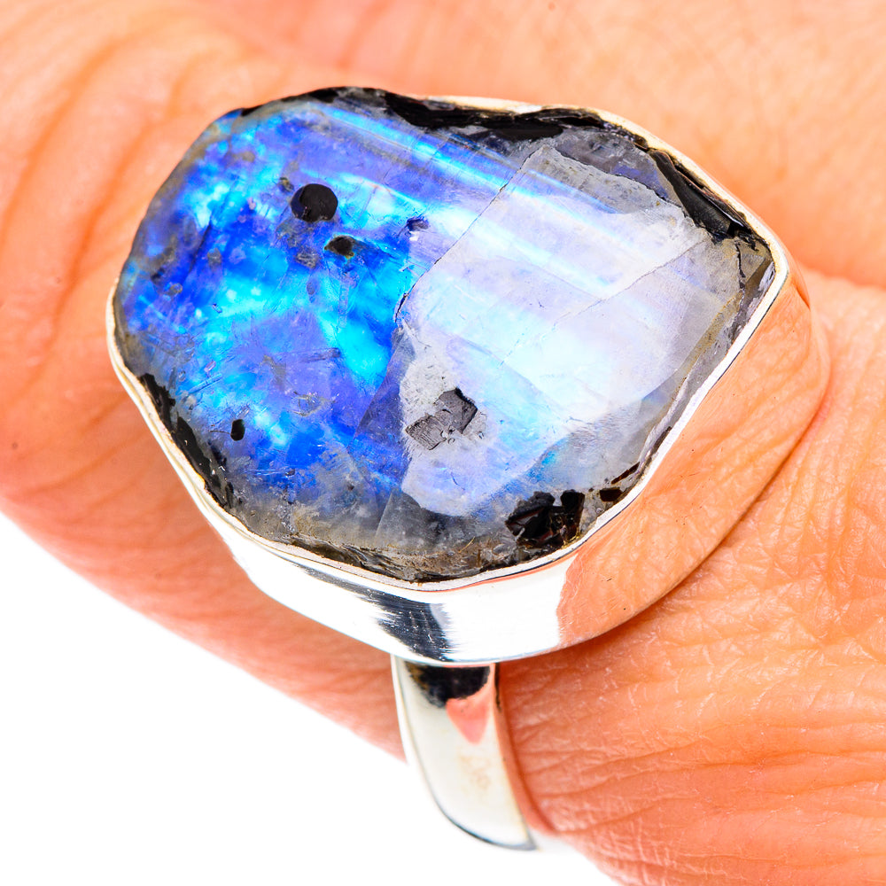Rainbow Moonstone Rings handcrafted by Ana Silver Co - RING88911