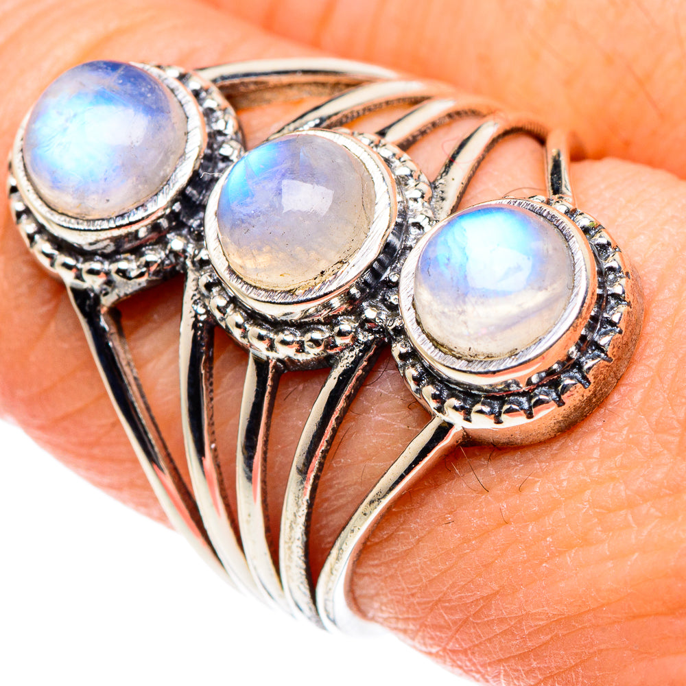 Rainbow Moonstone Rings handcrafted by Ana Silver Co - RING88912