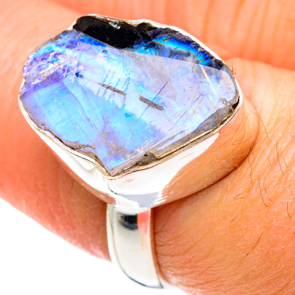 Rainbow Moonstone Rings handcrafted by Ana Silver Co - RING88944