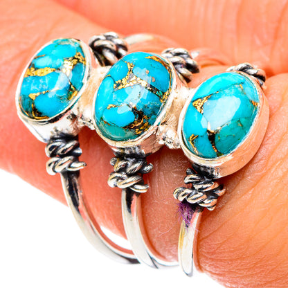 Blue Copper Composite Turquoise Rings handcrafted by Ana Silver Co - RING88954