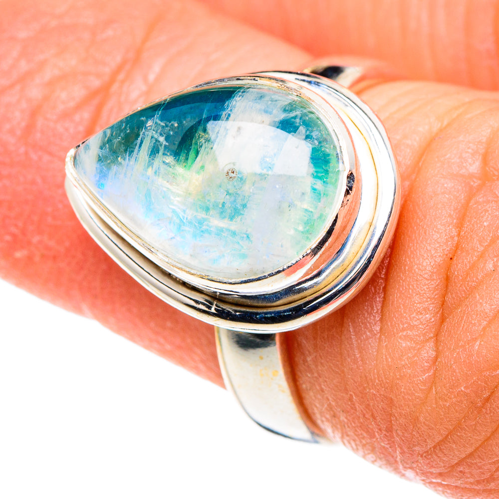 Rainbow Moosntone Rings handcrafted by Ana Silver Co - RING88960