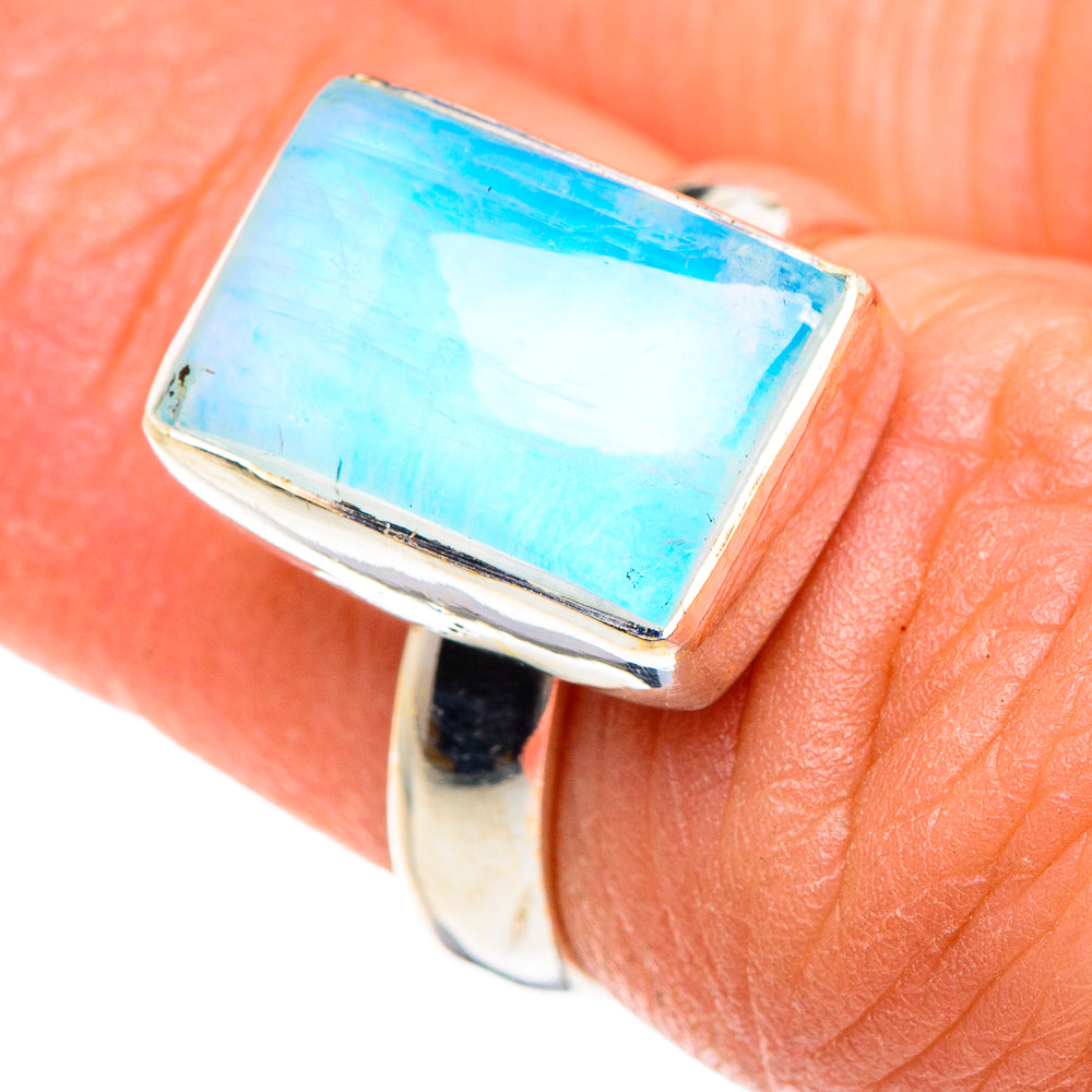 Rainbow Moonstone Rings handcrafted by Ana Silver Co - RING88964