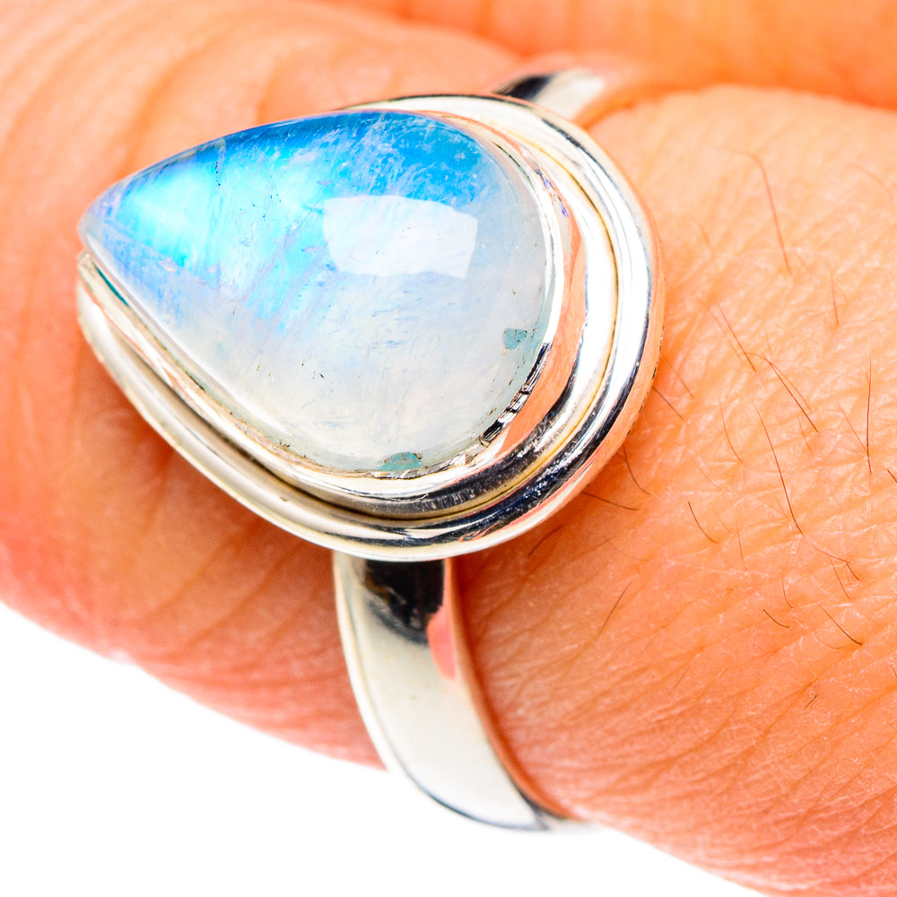 Rainbow Moonstone Rings handcrafted by Ana Silver Co - RING88987