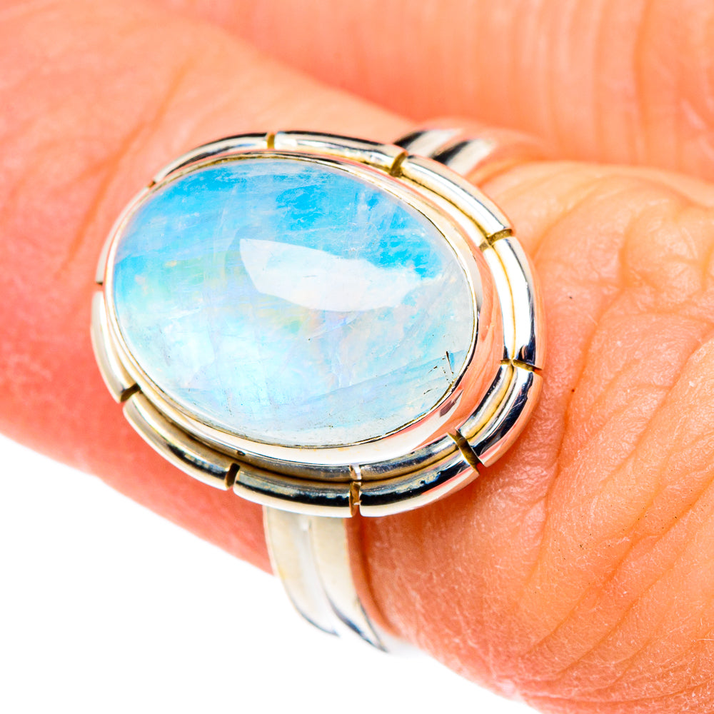 Rainbow Moonstone Rings handcrafted by Ana Silver Co - RING88989