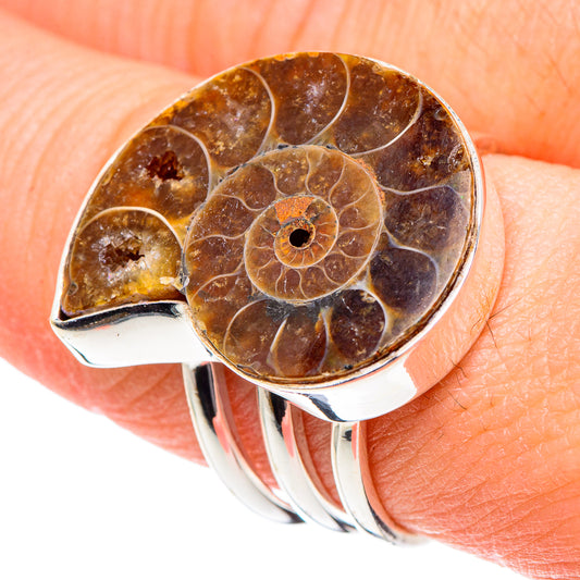 Ammonite Fossil Rings handcrafted by Ana Silver Co - RING89015