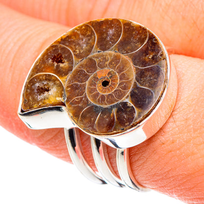 Ammonite Fossil Rings handcrafted by Ana Silver Co - RING89015