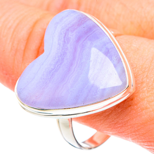 Blue Lace Agate Rings handcrafted by Ana Silver Co - RING89028