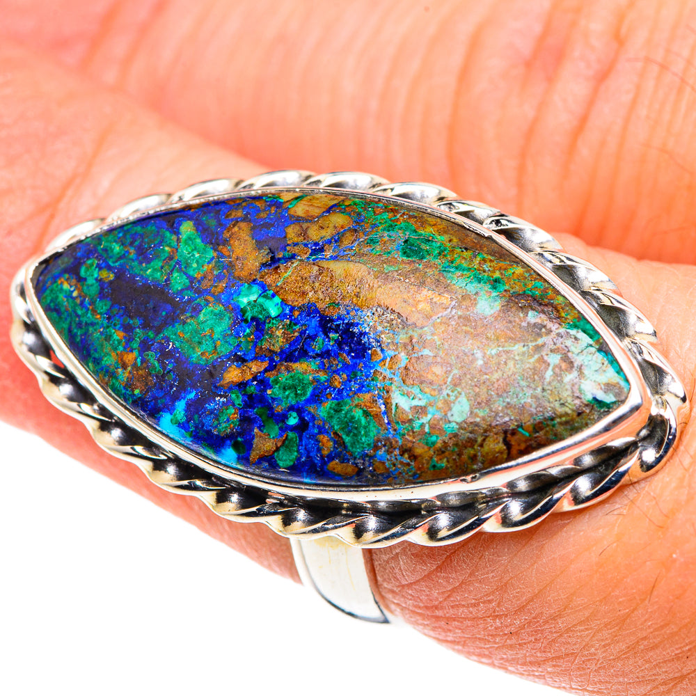 Azurite Malachite Rings handcrafted by Ana Silver Co - RING89031
