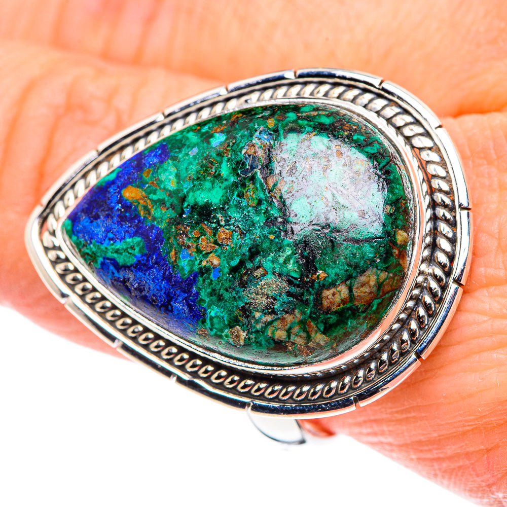 Azurite Malachite Rings handcrafted by Ana Silver Co - RING89056