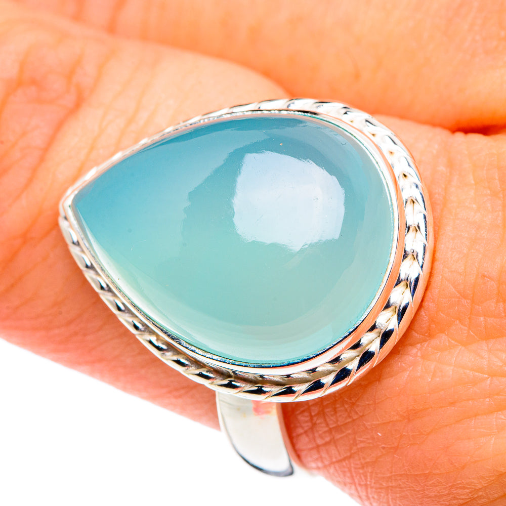 Aqua Chalcedony Rings handcrafted by Ana Silver Co - RING89069